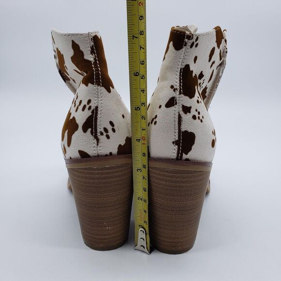 Altar'd State Boots Women US 7.5 Brown White Cow Print Ankle Zip Block Heel - Picture 6 of 13